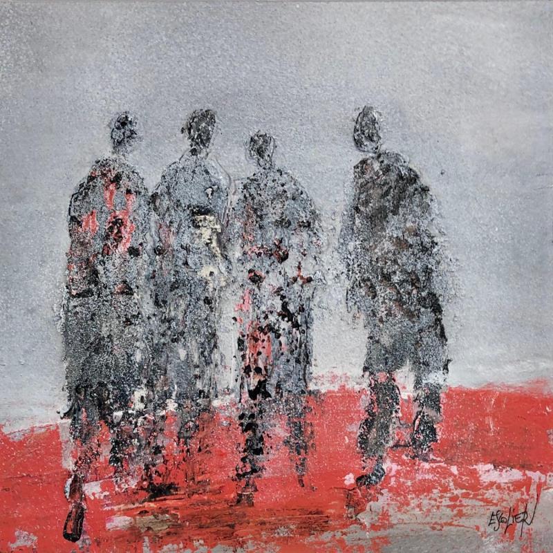 Painting Quatuor matière by Escolier Odile | Painting Figurative Life style Acrylic