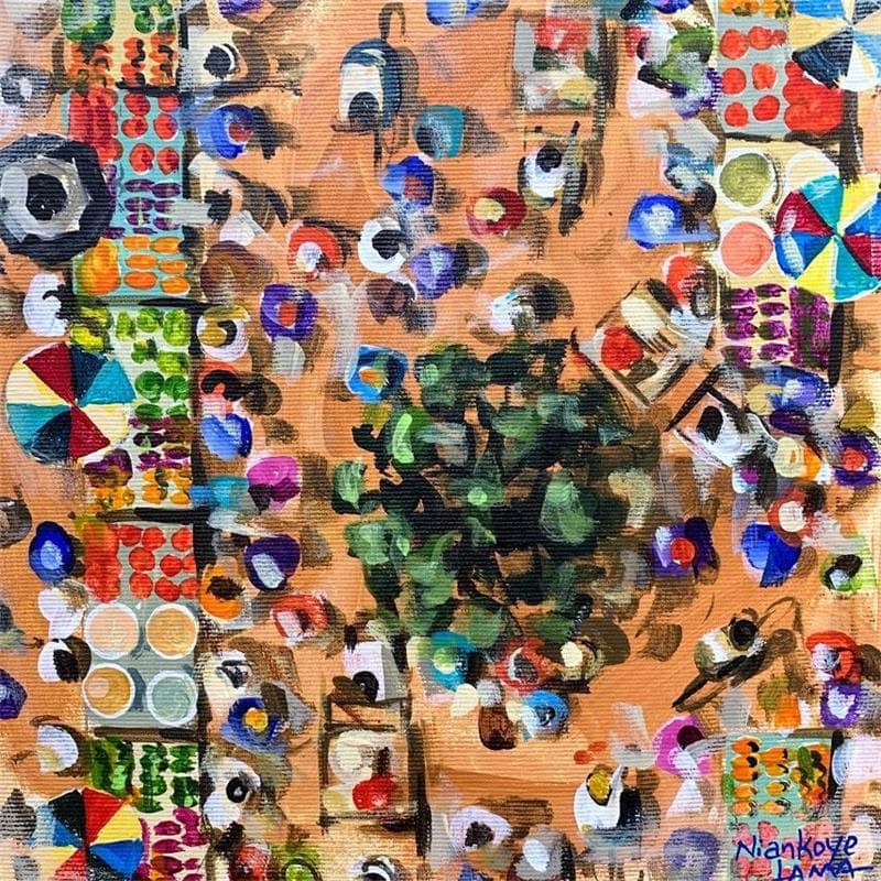Peinture PLACE DE MARCHE par Lama Niankoye | Tableau Figuratif Scènes de vie Acrylique