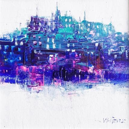 Painting Village au bord de l'eau by Fièvre Véronique | Painting Figurative Acrylic Urban