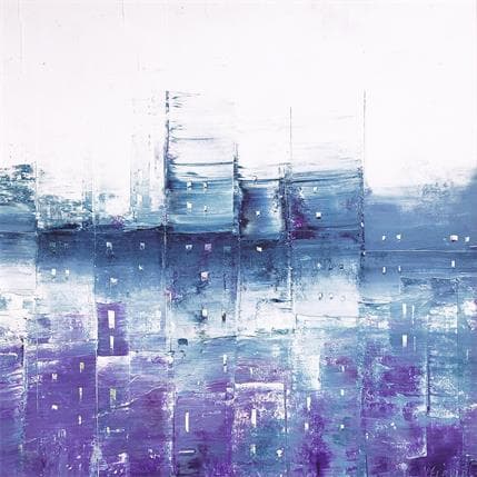 Painting Maisons dans la brume #1 by Fièvre Véronique | Painting Figurative Acrylic Urban