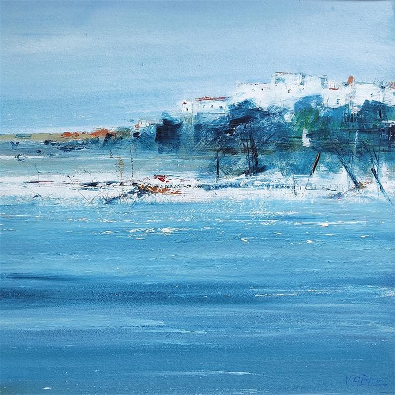 Painting La côte by Fièvre Véronique | Painting Figurative Marine Acrylic