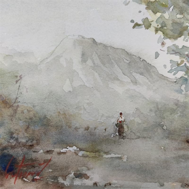 Gemälde La balade von Gutierrez | Gemälde Figurativ Alltagsszenen Aquarell