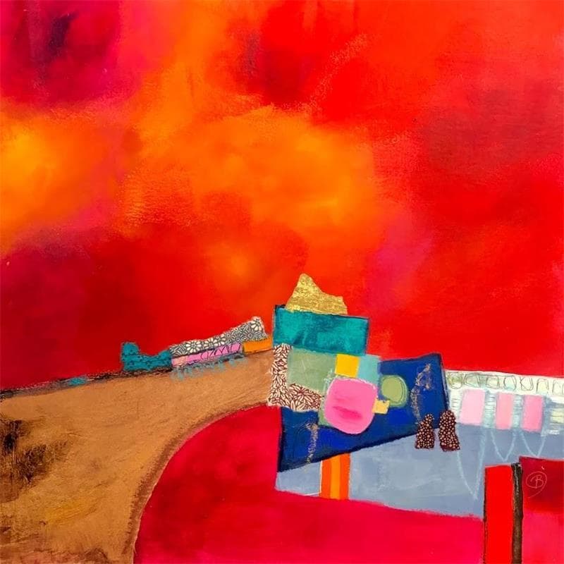 Peinture Ponte Vecchio par Lau Blou | Tableau Abstrait Minimaliste Acrylique