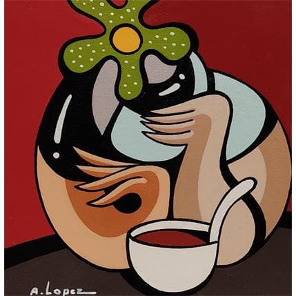 Painting CHOCOLAT TROP TOT by Lopez Alfredo | Painting Figurative Acrylic Life style