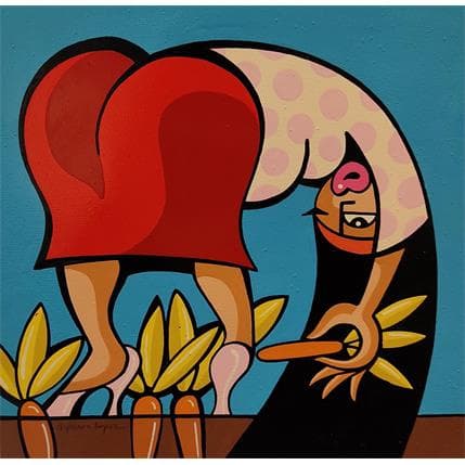 Painting RECOLTE A LA PARISIENNE by Lopez Alfredo | Painting Figurative Acrylic Life style