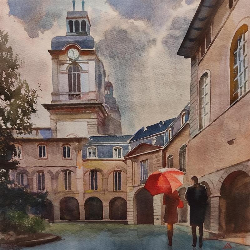 Gemälde Lyon J20-16 von Khodakivskyi Vasily | Gemälde Figurativ Urban Aquarell