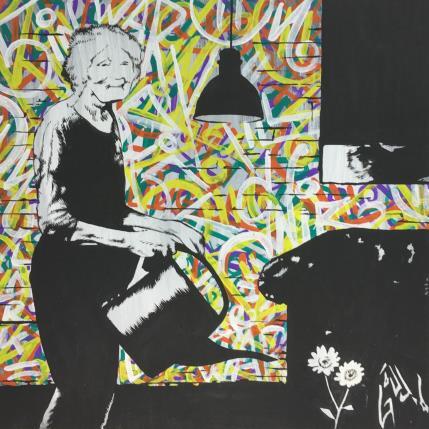 Peinture flowers in my home par Di Vicino Gaudio Alessandro | Tableau Street Art Acrylique, Graffiti scènes de vie