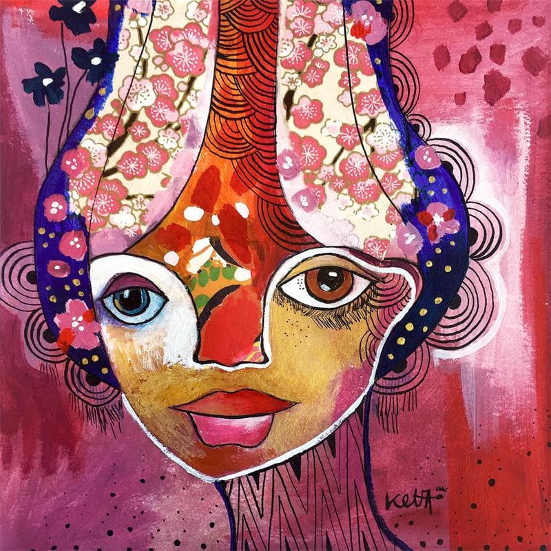 Painting La paix by Ketfa Laure | Painting Raw art Portrait Acrylic