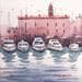 Peinture Venice boats par Dandapat Swarup | Tableau Figuratif Marine Aquarelle