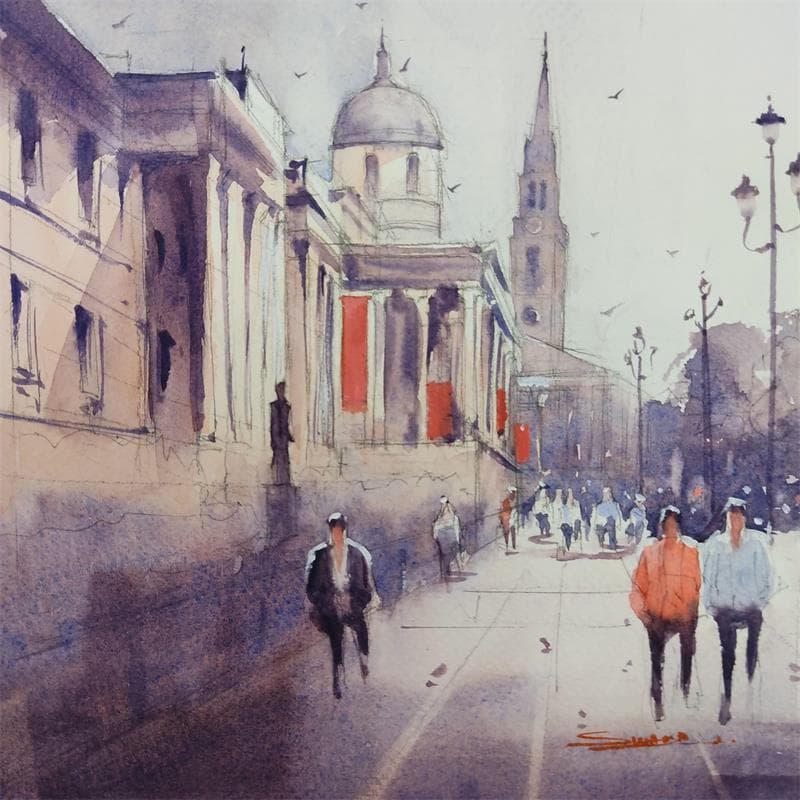 Gemälde National Gallery von Dandapat Swarup | Gemälde Figurativ Urban Aquarell