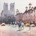 Painting Notre-Dame de Paris by Dandapat Swarup | Painting Figurative Urban Watercolor