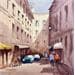 Pintura City aley por Dandapat Swarup | Pintura Figurativo Paisajes Urbano Life style Acuarela