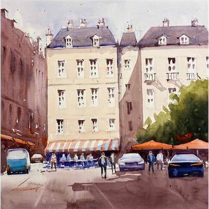 Peinture Morning lights V par Dandapat Swarup | Tableau Figuratif Aquarelle Paysages, Scènes de vie, Urbain