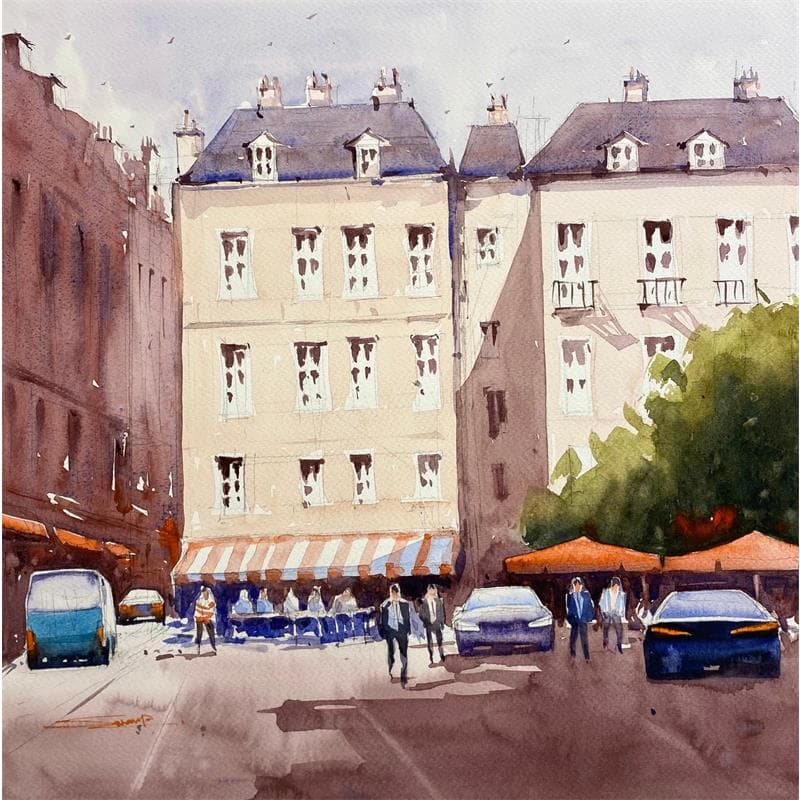 Pintura Morning lights V por Dandapat Swarup | Pintura Figurativo Paisajes Urbano Life style Acuarela