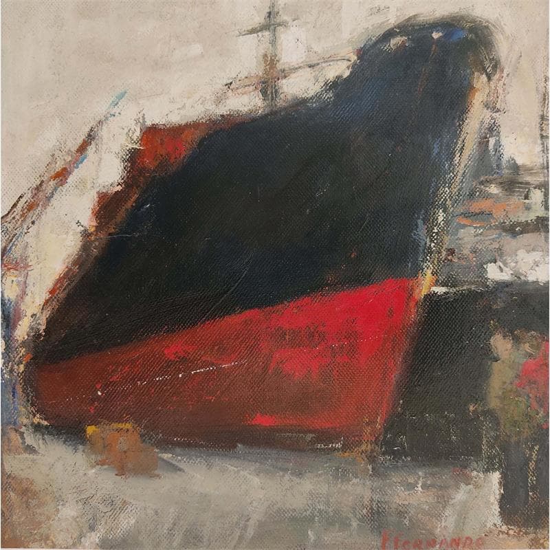 Painting Au quai by Fernando | Painting Figurative Landscapes Oil