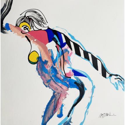 Peinture Révérence bleue par Cressanne | Tableau Art Singulier Acrylique Nu