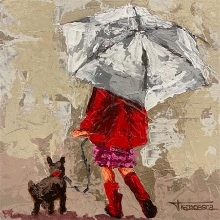 Peinture Paraguas blanco par Escobar Francesca | Tableau Figuratif Acrylique Scènes de vie