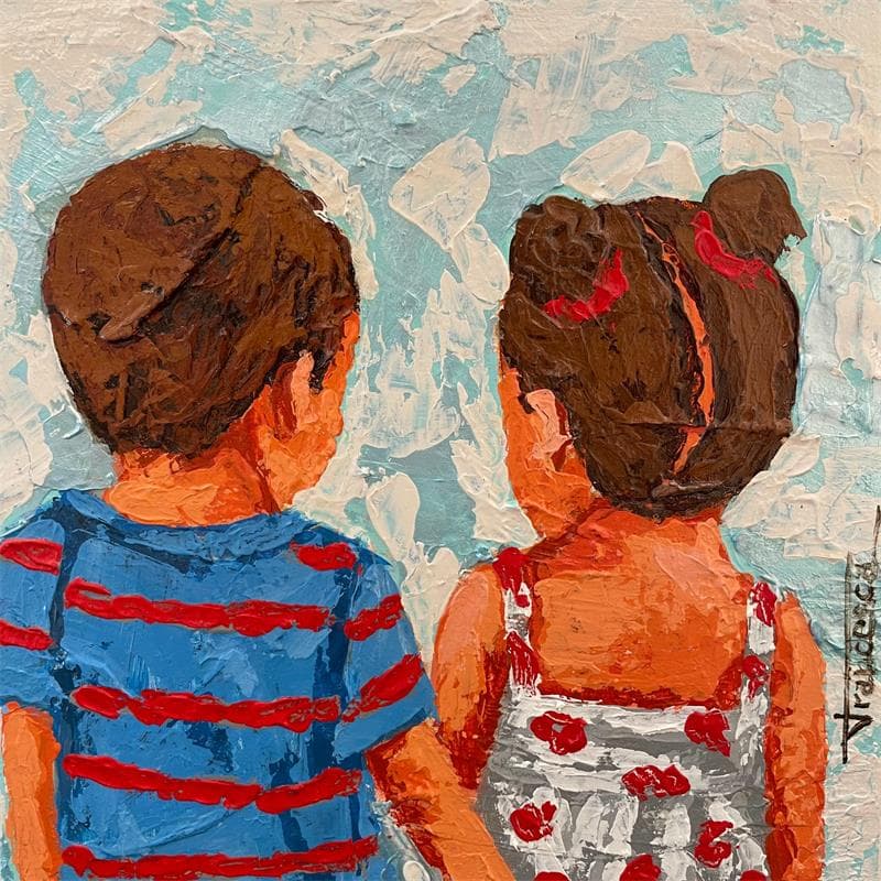 Painting Rayas Rojas by Escobar Francesca | Painting Figurative Life style Acrylic