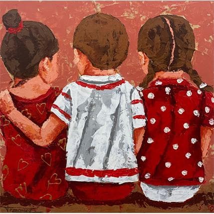 Peinture En rojo par Escobar Francesca | Tableau Figuratif Acrylique Portraits, Scènes de vie