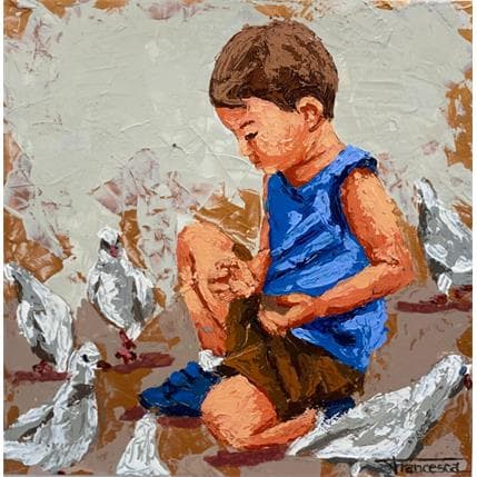 Painting Palomas 2 by Escobar Francesca | Painting Figurative Acrylic Life style, Portrait