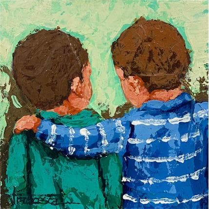 Peinture Verd i Blau par Escobar Francesca | Tableau Figuratif Acrylique Portraits, Scènes de vie