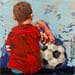 Painting Pelota de fùtbol by Escobar Francesca | Painting Figurative Life style Acrylic