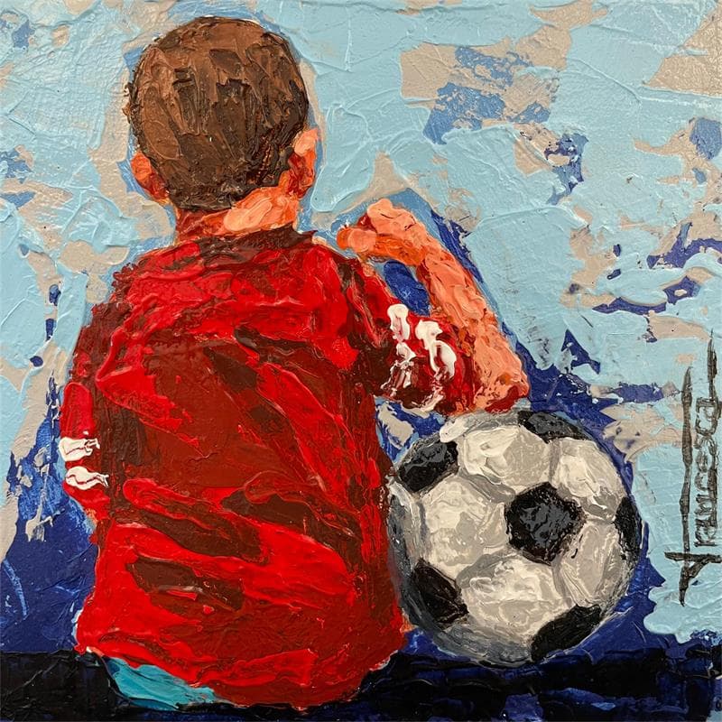 Painting Pelota de fùtbol by Escobar Francesca | Painting Figurative Life style Acrylic