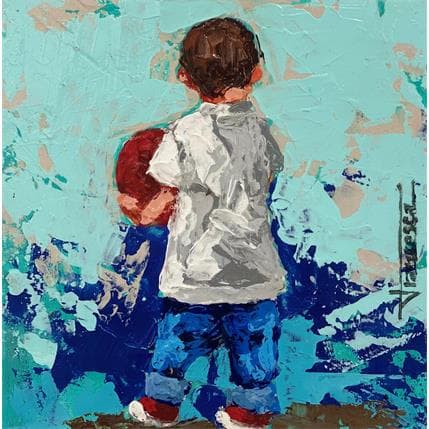 Peinture Pelota Roja par Escobar Francesca | Tableau Figuratif Acrylique Portraits, Scènes de vie