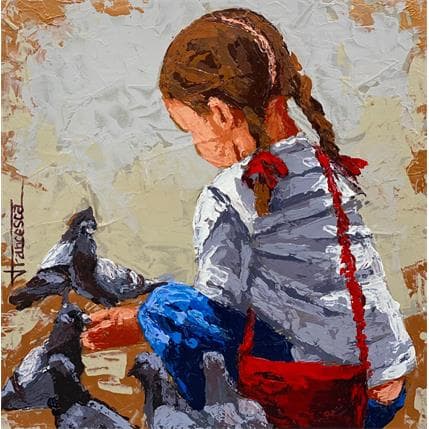 Painting Palomas by Escobar Francesca | Painting Figurative Acrylic Life style, Portrait