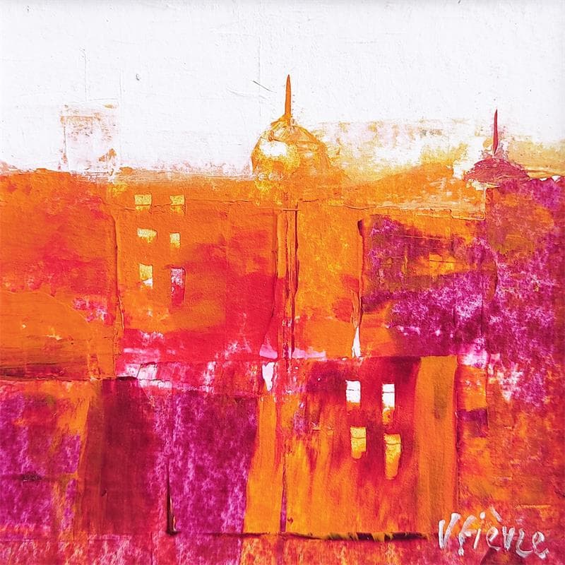 Peinture Dômes en couleur par Fièvre Véronique | Tableau Figuratif Urbain Acrylique