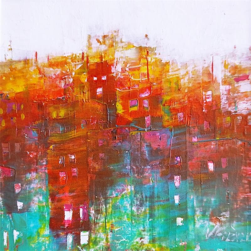 Painting Le soleil se couche by Fièvre Véronique | Painting Figurative Urban Acrylic