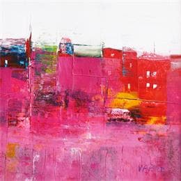 Painting La cité rose by Fièvre Véronique | Painting Figurative Acrylic Urban