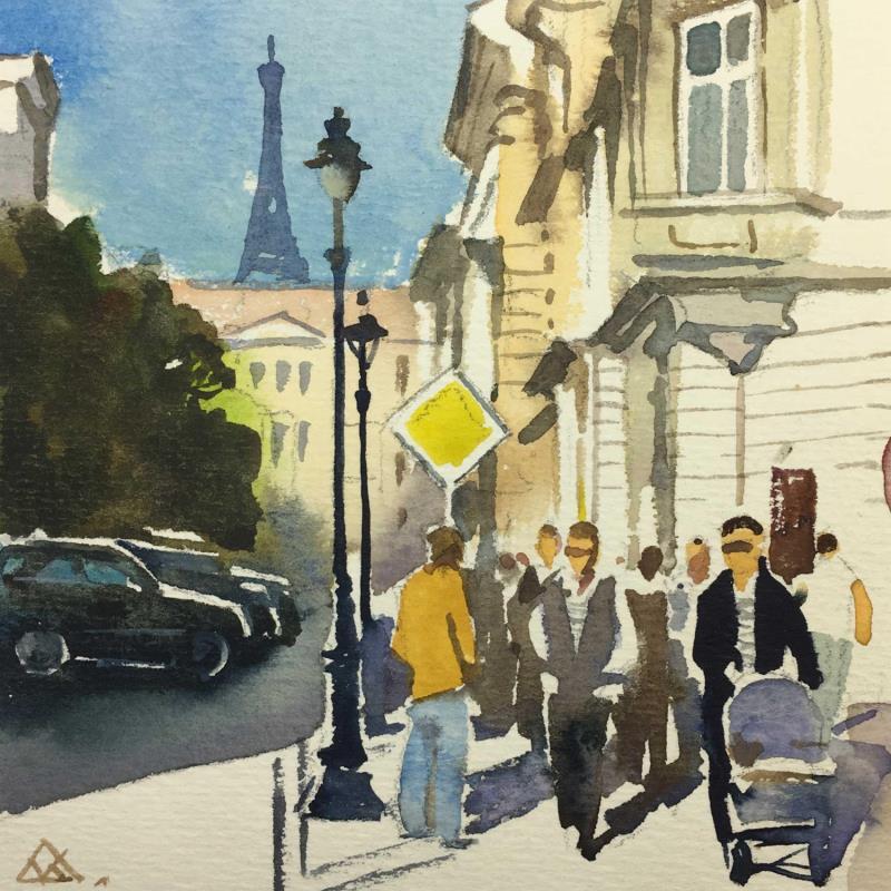 Painting Paris-J12 by Khodakivskyi Vasily | Painting Figurative Urban Life style Watercolor