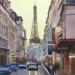 Pintura Paris s'éveille por Khodakivskyi Vasily | Pintura Figurativo Urbano Acuarela