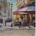 Peinture Café sur les pavés par Khodakivskyi Vasily | Tableau Aquarelle
