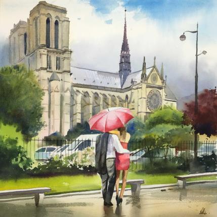 Pintura Paris S27 por Khodakivskyi Vasily | Pintura Figurativo Acuarela Life style, Urbano