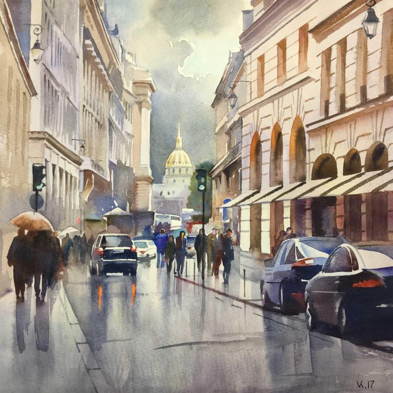 Peinture Paris - 18 par Khodakivskyi Vasily | Tableau Figuratif Urbain Aquarelle