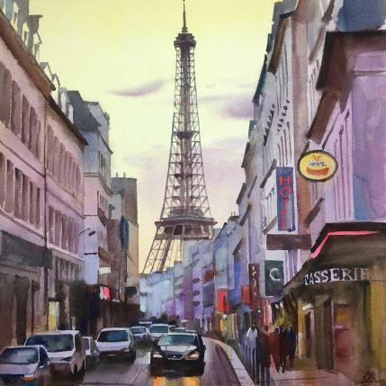 Pintura La dame dans l'aube por Khodakivskyi Vasily | Pintura Figurativo Acuarela Urbano