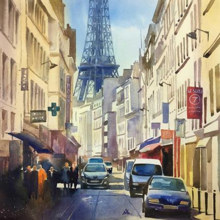 Painting Regarde comme elle s'éleve by Khodakivskyi Vasily | Painting Figurative Watercolor Urban