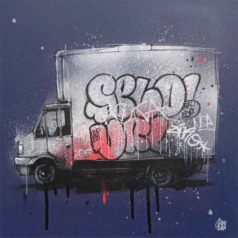 Peinture Graffiti bomb truck par Graffmatt | Tableau Street Art Urbain Acrylique