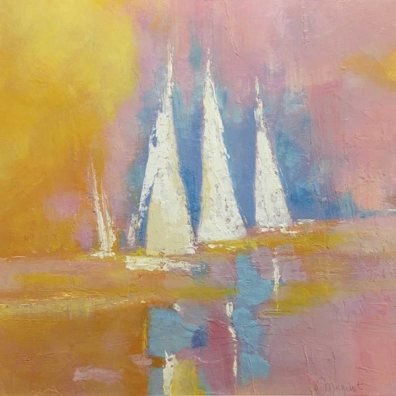 Painting Régate au rose by Menant Alain | Painting Figurative Marine Oil