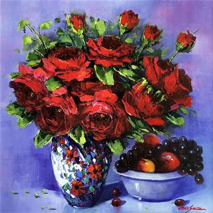 Painting Vaso chines by Chico Souza | Painting Figurative Oil Still-life