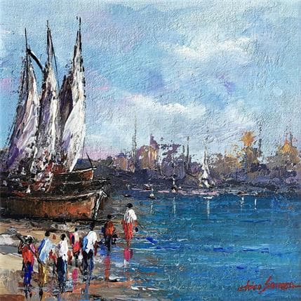 Painting Começo de pescaria by Chico Souza | Painting Figurative Oil Landscapes