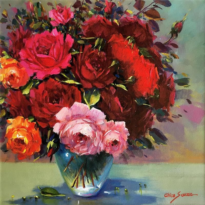 Painting Olhar dos deuses by Chico Souza | Painting Figurative Still-life Oil