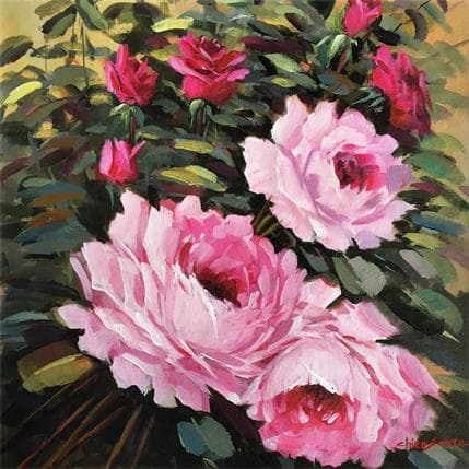 Peinture Campo de rosas par Chico Souza | Tableau Figuratif Huile Paysages
