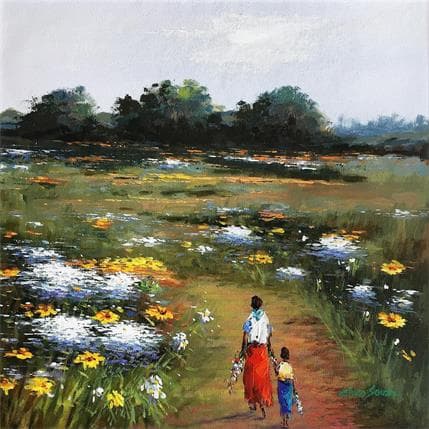 Painting Caminho dos sonhos by Chico Souza | Painting Figurative Oil Landscapes
