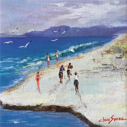 Painting Praia de José Menino by Chico Souza | Painting Figurative Oil Landscapes
