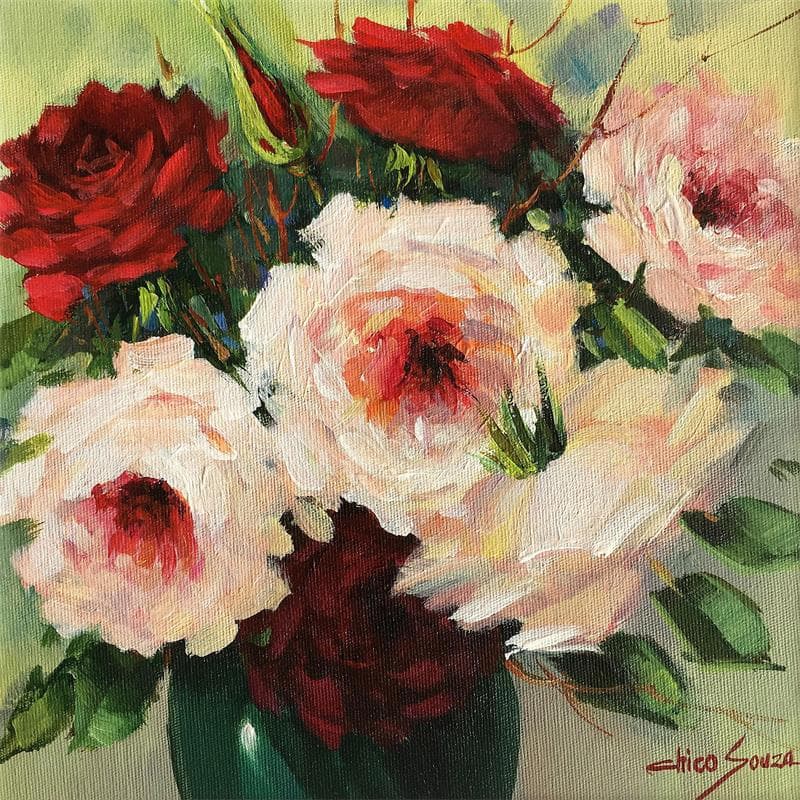 Painting Vida intenso by Chico Souza | Painting Figurative Still-life Oil