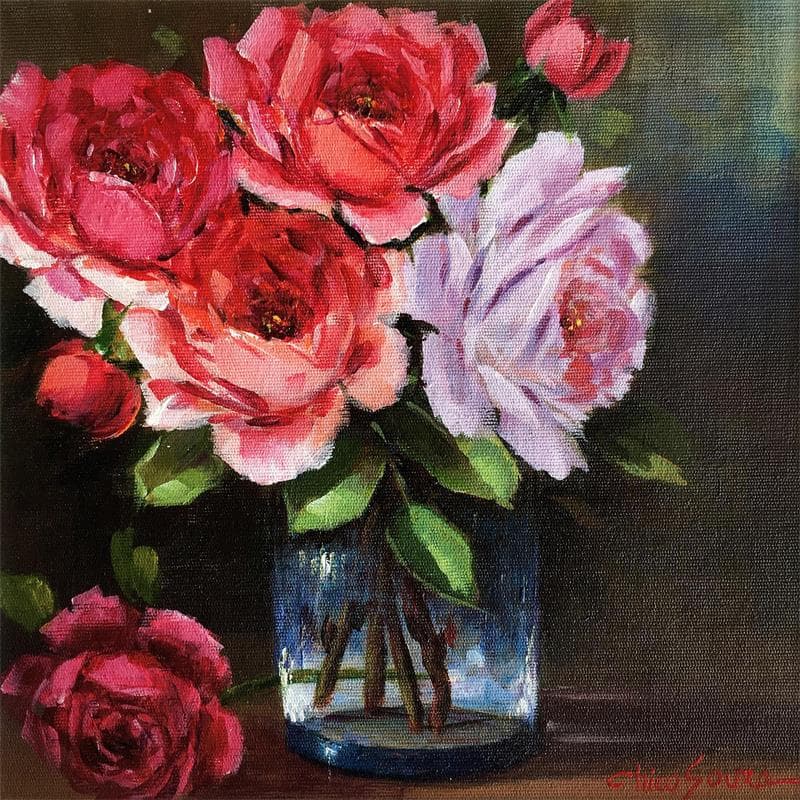 Pintura Lilas por Chico Souza | Pintura Figurativo Naturalezas muertas Aceite