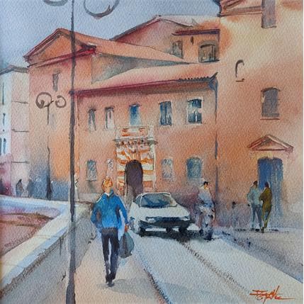 Gemälde Place de la daurade von Seruch Capouillez Isabelle | Gemälde Figurativ Aquarell Urban